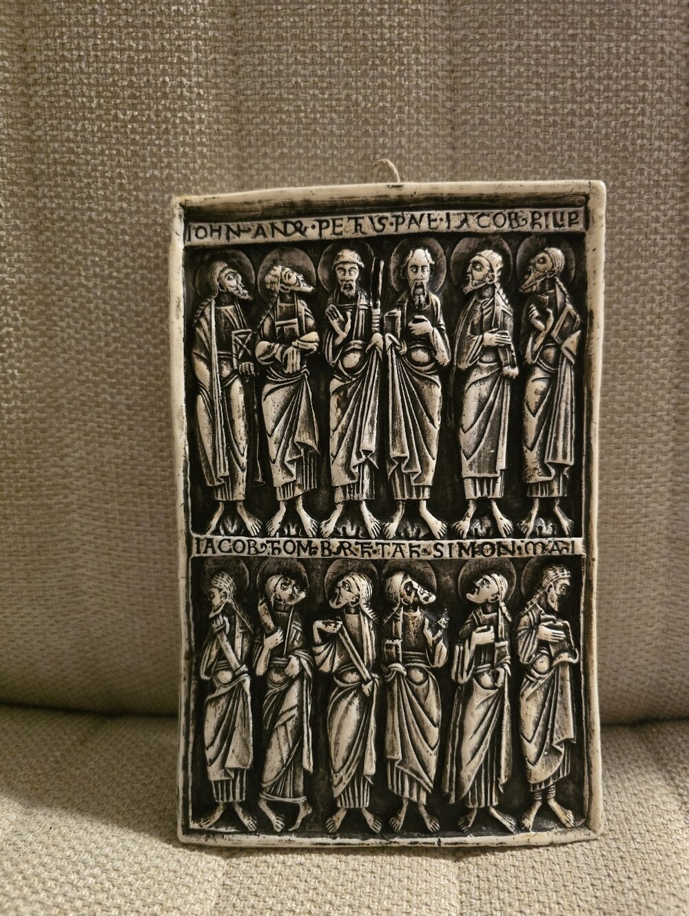 Gorgeous Vintage Wax Tablet Tableaux Icon Style Christ Apostles HTF Collector